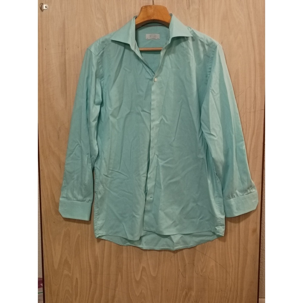 Eton Dress Shirt Mens 42 / 16.5 Blue Aqua‎ Contemporary Fit Gaza 42 Button Up L.